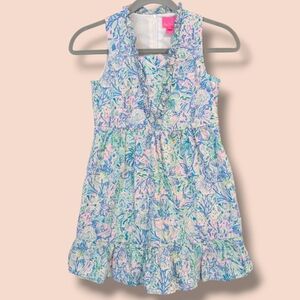 Lilly Pulitzer Girls 10 Colorful Pastel Seashell Sleeveless Ruffle Tiered Dress